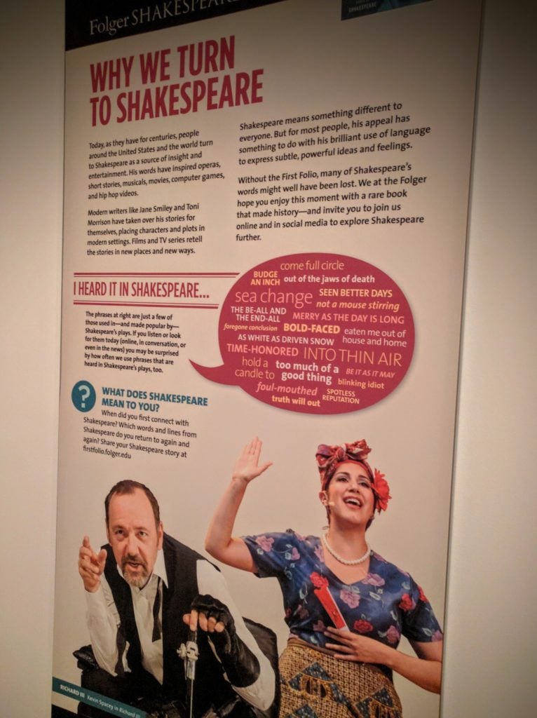 This poster on display at the Carlos Museum illustrates the influence of Shakespeare on the English Language. 